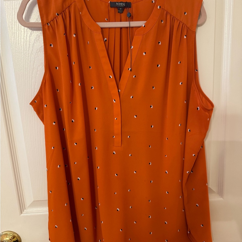 NYDJ Orange Blouse with V-Neck and Relaxed Fit